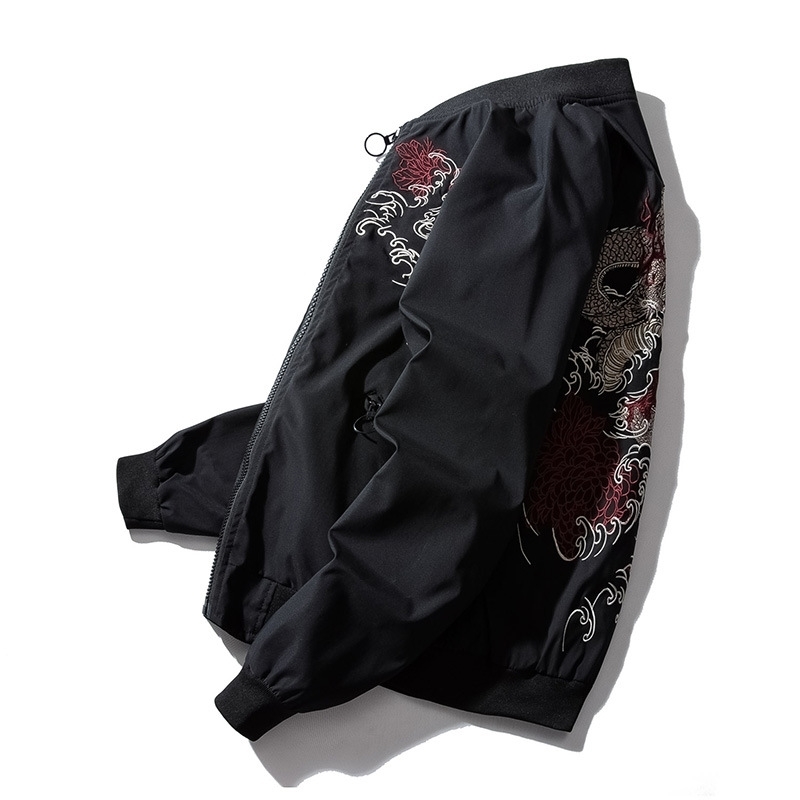 Bomber Jacket Men Chinese Dragon Embroidery Pilot Jacket Retro Punk Hip Hop Jacket Autumn Youth Streetwear High Street Hipster 201118