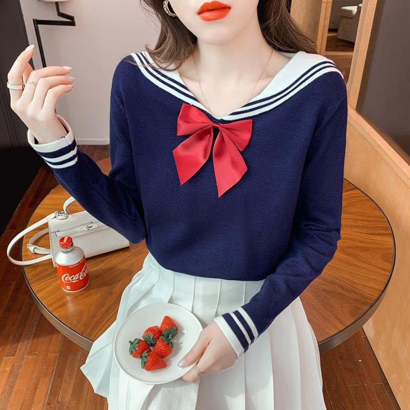 Women's Sweaters Preppy Style Autumn Pull Femme Retro Pullovers Bow Hit Color Sailor Collar Knitted Sweater Long Sleeve Striped Tops Jumpers, White;black
Women's Sweaters Preppy Style Autumn Pull Femme Retro Pullovers Bow Hit Color Sailor Collar Knitted Sweater Long Sleeve Striped Tops Jumpers, White;black