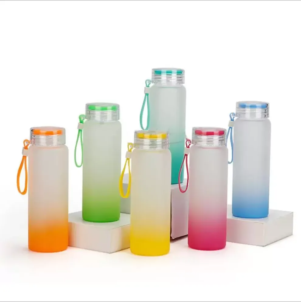 Sublimation Water Bottle 500ml Frosted Glass Water Bottles gradient Blank Tumbler Drink ware Cups Wholesale vv, Customize
Sublimation Water Bottle 500ml Frosted Glass Water Bottles gradient Blank Tumbler Drink ware Cups Wholesale vv, Customize