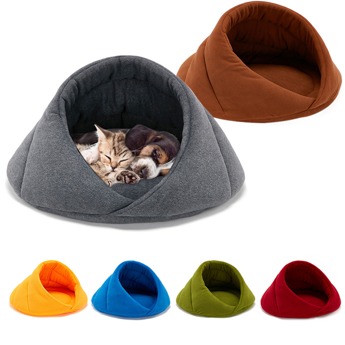 Warm Cat Bed Cave House Slippers Beds Dog Mat Kitten Mat Nest Kennel Soft Sofa Cushion Sleeping Bag Mats for Cats Dogs Supplies LJ201203