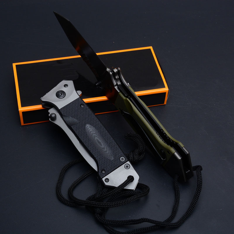 Jefrey Collins Quality High DA35 Assisted Fast Open Tactical Flipper Folding knife 8Cr14Mov Gray Titanium Coated Blade G10 + Steel Handle EDC Knives +