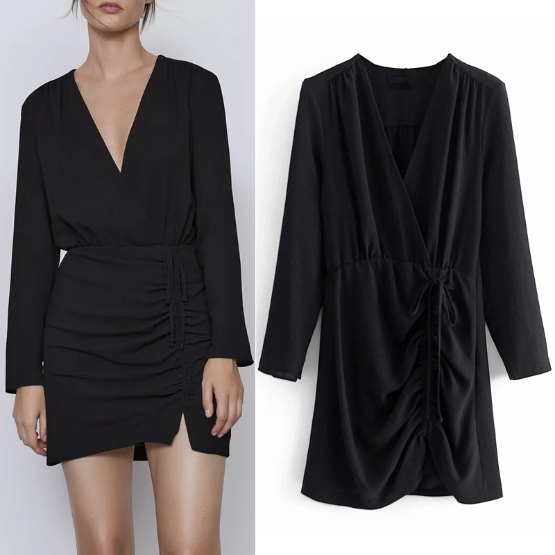 2021 New Autumn Draped Black Women Vintage Wrap Long Sleeve Ruched Mini Dress Woman Elegant Party Ladies Dresses Mdkz
2021 New Autumn Draped Black Women Vintage Wrap Long Sleeve Ruched Mini Dress Woman Elegant Party Ladies Dresses Mdkz