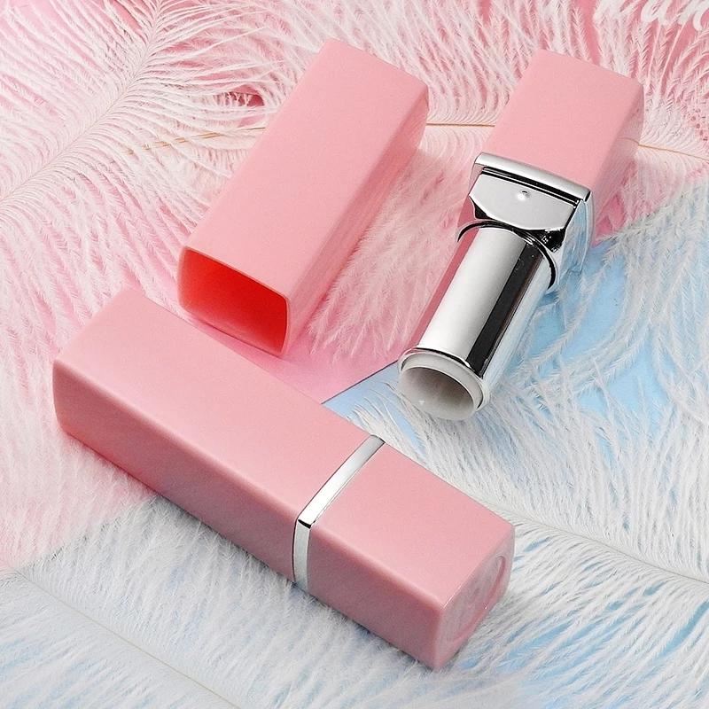 Empty 12.1mm Square Gold Lipstick Tube Empty Pink Cosmetic Lip Container Elegant Lip Makeup Tool Packaging 50pcs/lot