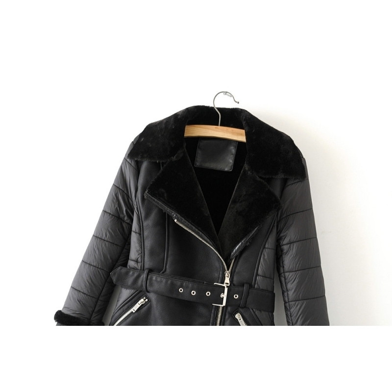 fashion women long PU leather coats winter ladies fur collar faux leather jackets vintage female long jacket girls pocket 201020