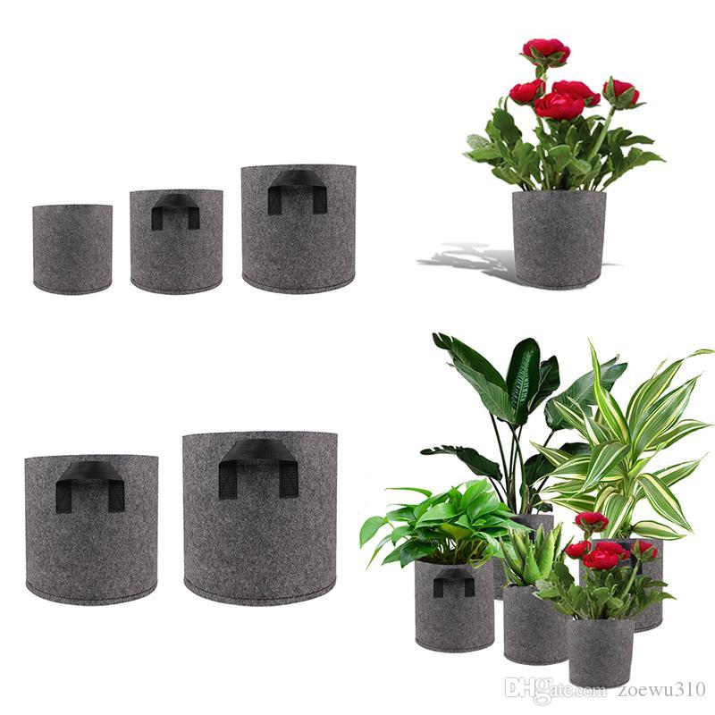 

1/2/3/5/7/10 Gallon Plant Grow Bags Non-Woven Aeration Fabric Pots Pouch Root Container Breathable Degradable Self-Absorbent Pots WVT0511