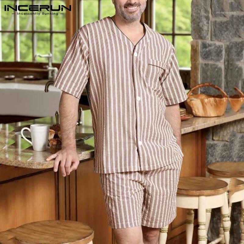 INCERUN Mens Striped Pajamas Sets Fashion Striped Sleepwear Suits Summer V Neck Blouse Drawstring Shorts 2 Pieces Homwear -5XL1, Blue
INCERUN Mens Striped Pajamas Sets Fashion Striped Sleepwear Suits Summer V Neck Blouse Drawstring Shorts 2 Pieces Homwear -5XL1, Blue
