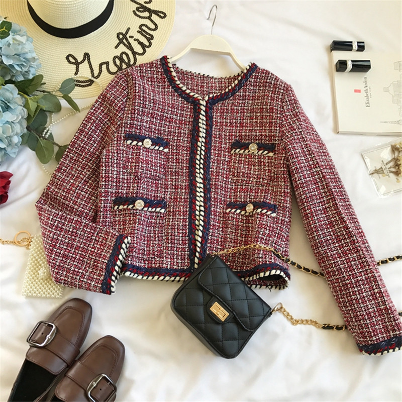 2021 Elegant Tweed Jackets New Fall Woven Wool Contrast Short Blue Suit Female Jacket BNFU, Red
2021 Elegant Tweed Jackets New Fall Woven Wool Contrast Short Blue Suit Female Jacket BNFU, Red