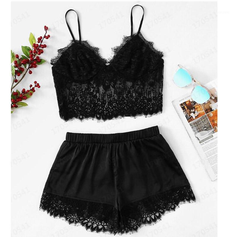 Women' Sleepwear Sexy Satin Set Black Lace V-Neck Pyjamas Sleeveless Cute Cami Top and Shorts1
Women' Sleepwear Sexy Satin Set Black Lace V-Neck Pyjamas Sleeveless Cute Cami Top and Shorts1