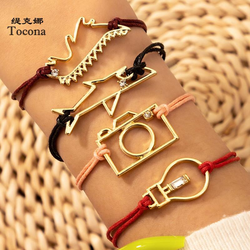 Tocona 4pcs/sets Bohemian Colorful Rope Bracelets for Women Charms Hollow Geoemtric Fish Camera Geoemtric Jewelry 3.9 17020
Tocona 4pcs/sets Bohemian Colorful Rope Bracelets for Women Charms Hollow Geoemtric Fish Camera Geoemtric Jewelry 3.9 17020