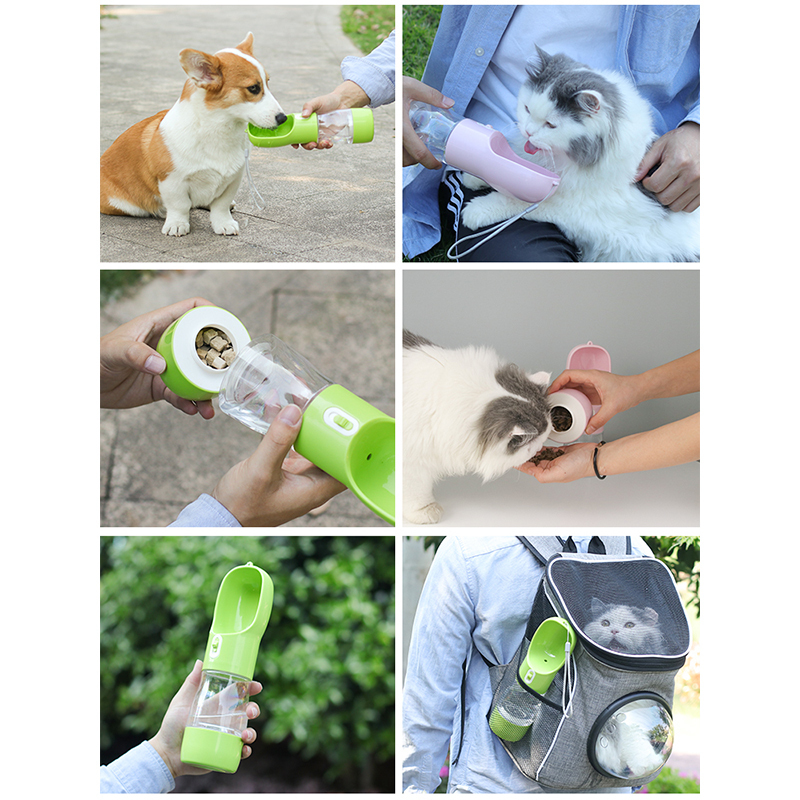 free shipping HOOPET Pet Feeder Portable Food Bottle Pets Outdoor Travel Drinking Dog Bowls Water Bowl for Dogs T200101