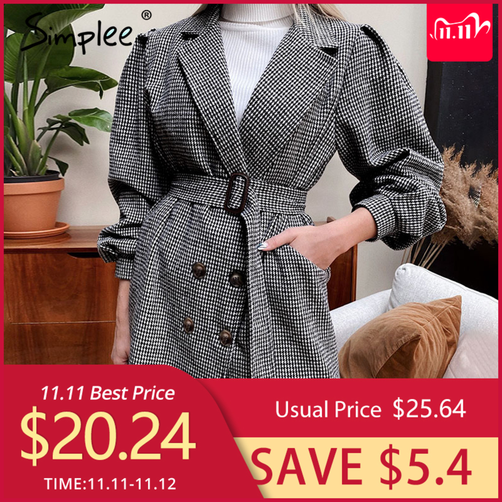 Simplee women's notched collar dress coat black plaid with puff sleeve and belt elegant classic casual look spring autumn winter, Tan;black
Simplee women's notched collar dress coat black plaid with puff sleeve and belt elegant classic casual look spring autumn winter, Tan;black