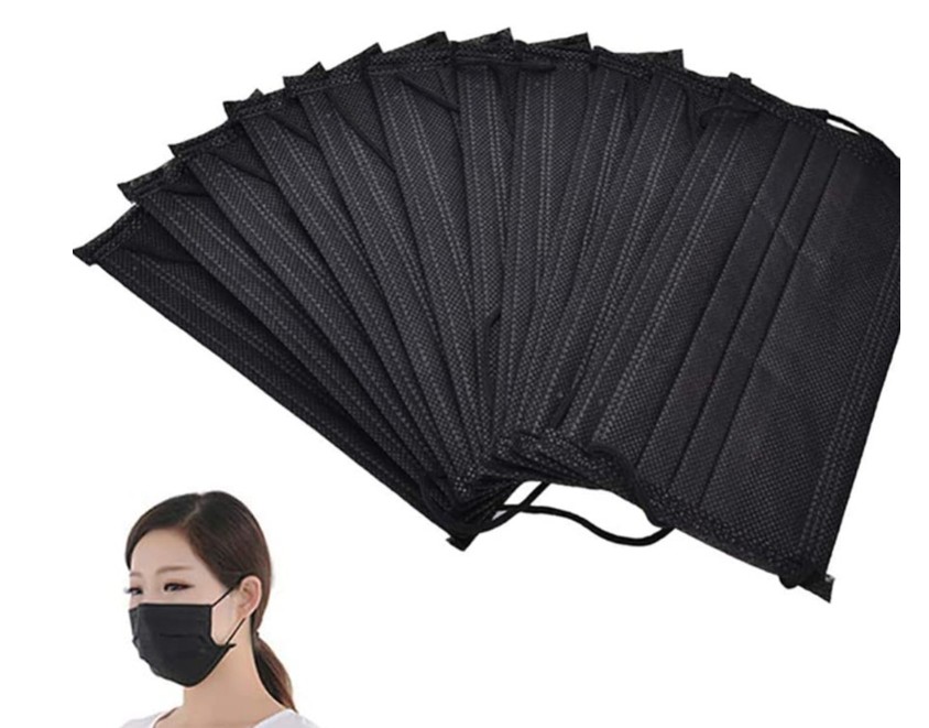 50pc Black Face Mouth Protective Mask Disposable Filter Earloop Non Woven Mouth Masks In Stock