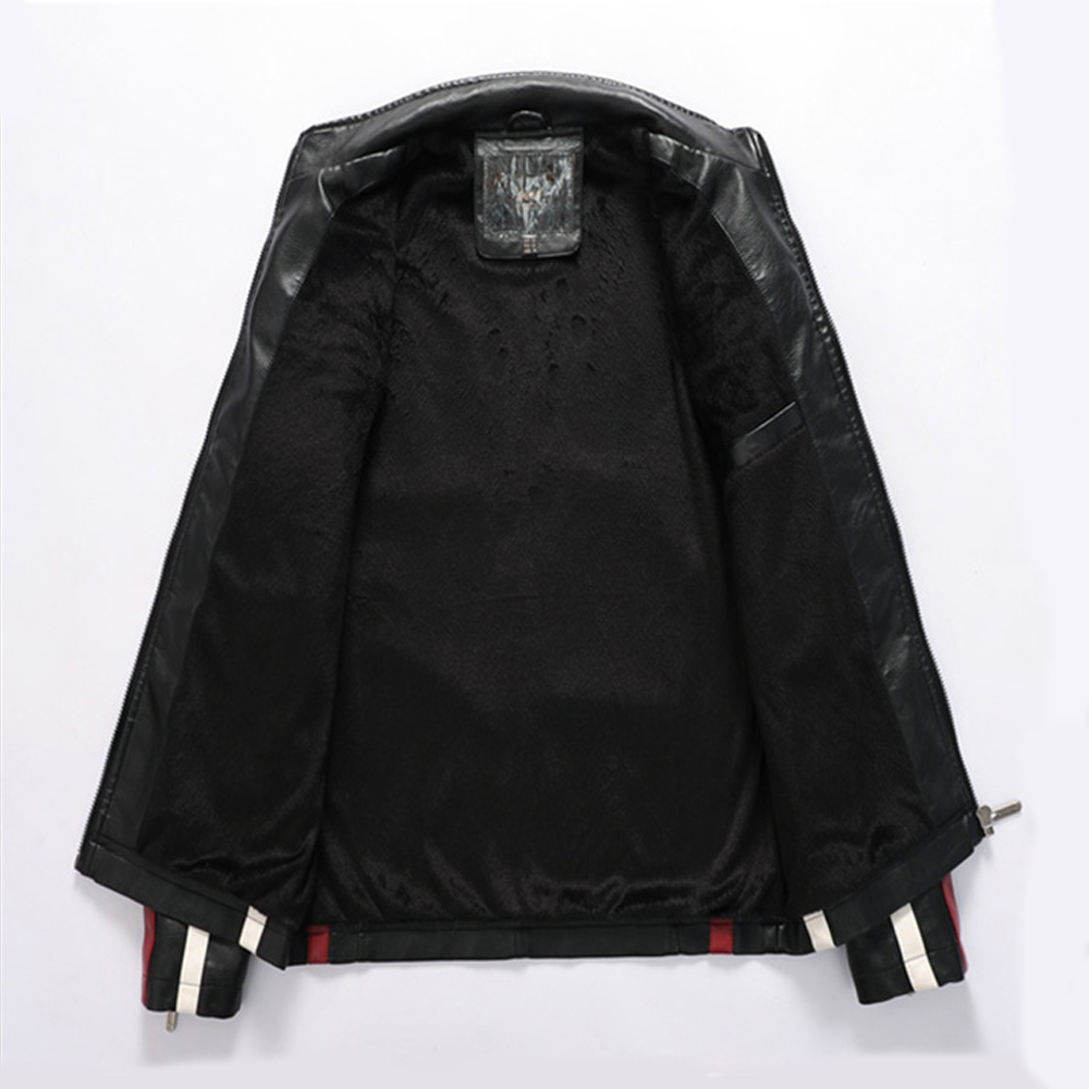 Winter Men Jacket Leather Men Motorcycle Jacket Embroidery Bomber Jacket Slim Fit Coat Biker Coat Fashion Zipper Coat Male 201120