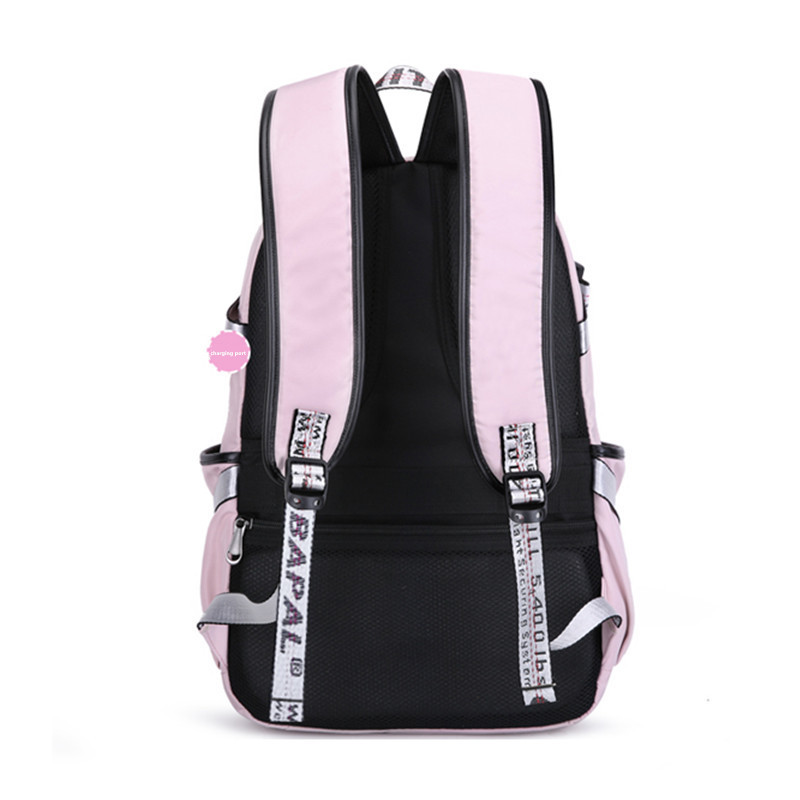 OKKID high school bags for teenage girls large school backpack female travel laptop backpack 15.6 usb charge bag plush ball gift LJ200918