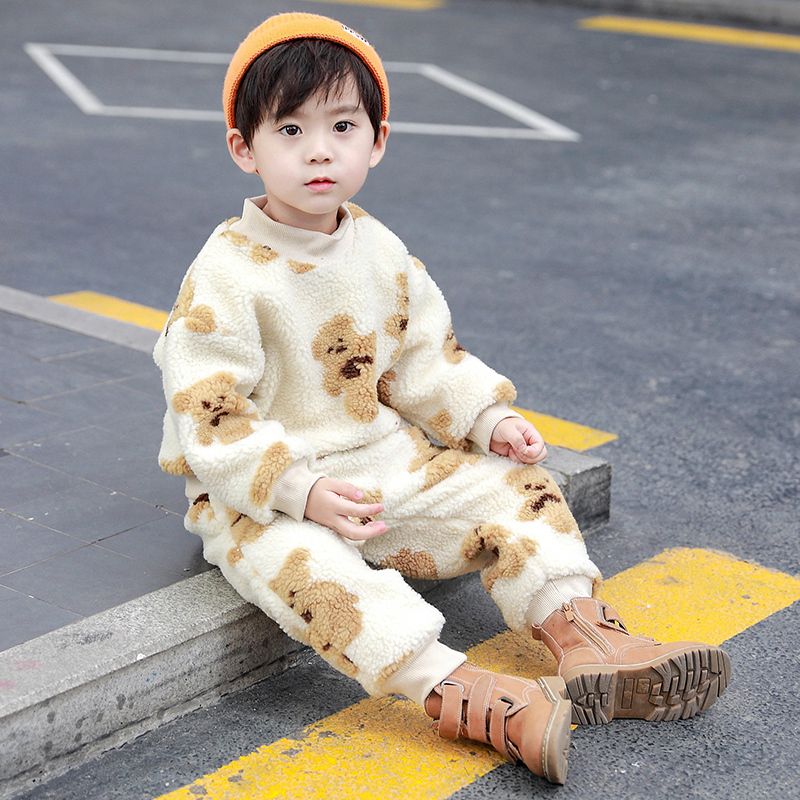 Boys Girls Winter Thick Cartoon Cute 2 To 9 Years O-neck Boutique Clothing Halloween Fashion Korean High Quality Children SetsX1019