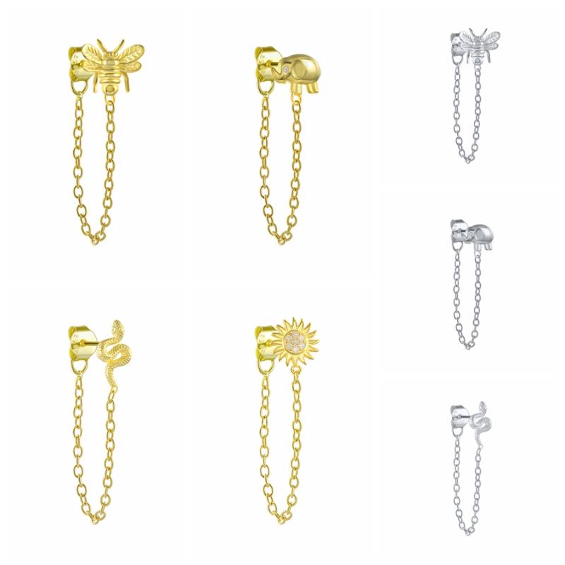 925 Sterling Silver 1pcs Bee Snake Chain Stud Earrings for Women Girls Tassel Fine Earrings Jewelry Piercing Pendientes Brincos
925 Sterling Silver 1pcs Bee Snake Chain Stud Earrings for Women Girls Tassel Fine Earrings Jewelry Piercing Pendientes Brincos