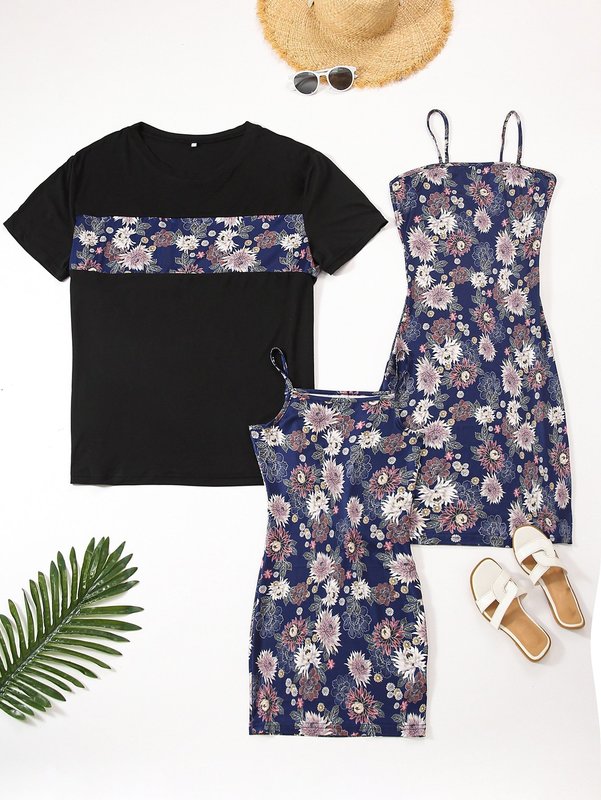 Girls Floral Print Cami Dress SHE08