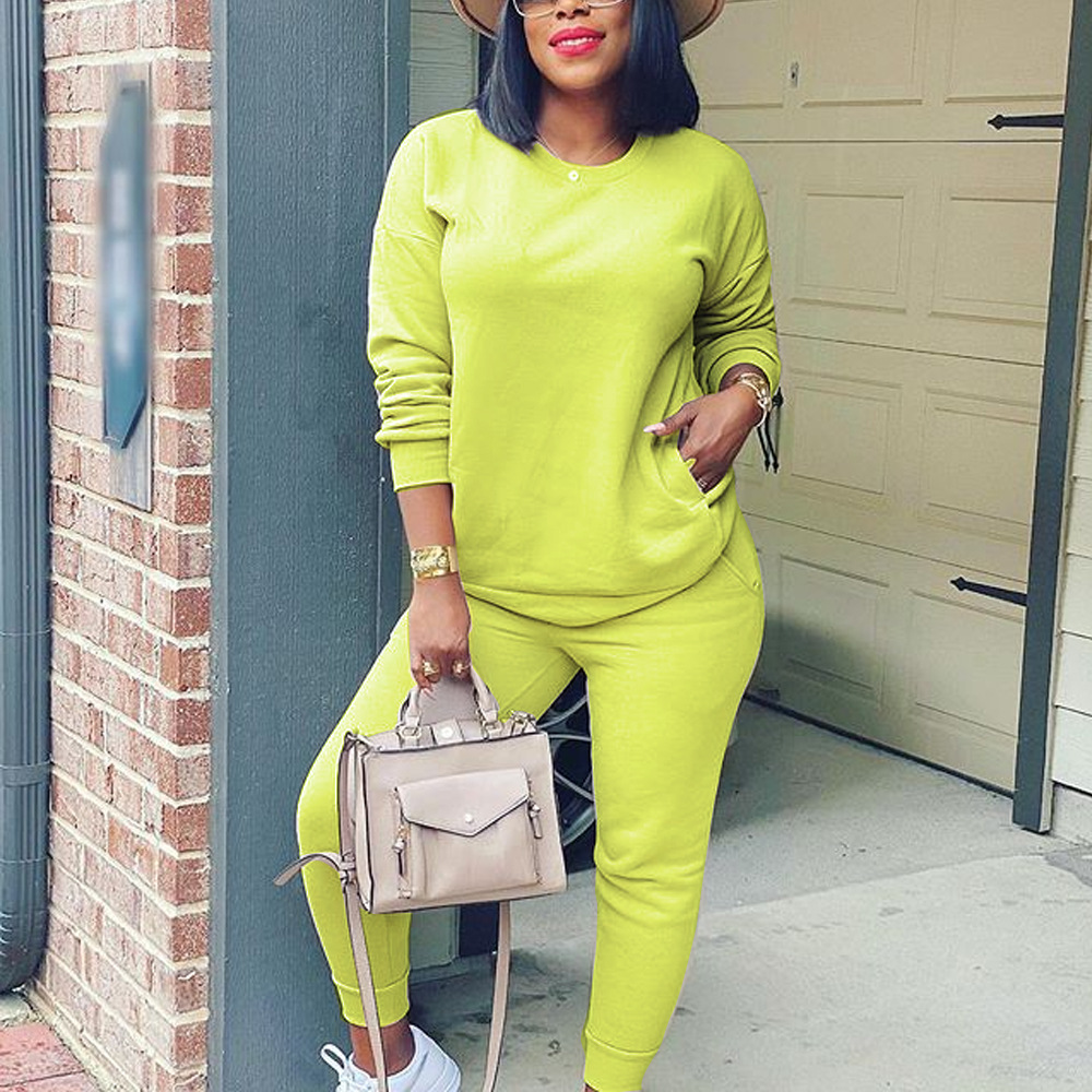 Women Designers Clothes 2023 tracksuits Listing Autumn And Winter Leisure Suit Fashion Women's Pure Color Cotton Sweater Long Sleeve Two Piece Se