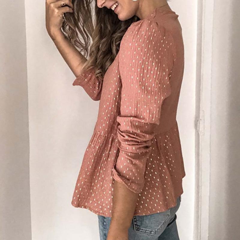 Elegant V-neck Ruffle Cropped Blouse Women White Polka Dot Buttons Chiffon Shirt Ladies Boho Lantern Sleeve Tops 2021 Clothes