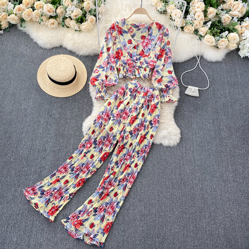 2021 New Female Autumn Singiny printing set puff collar short tops + high long pants pieces together 2KSC, Dark blue
2021 New Female Autumn Singiny printing set puff collar short tops + high long pants pieces together 2KSC, Dark blue