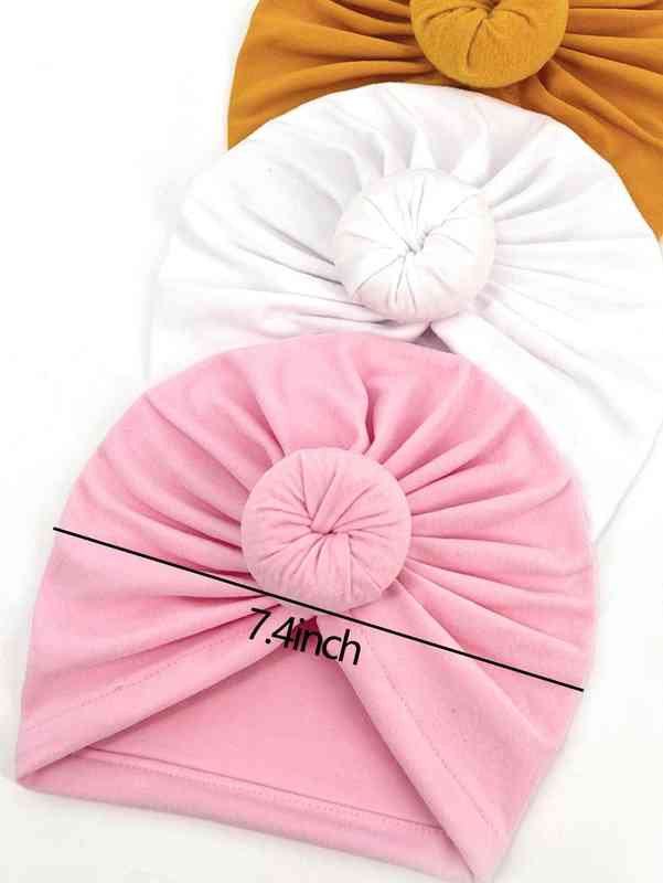 3pcs Baby Solid Ruched Hat SHE