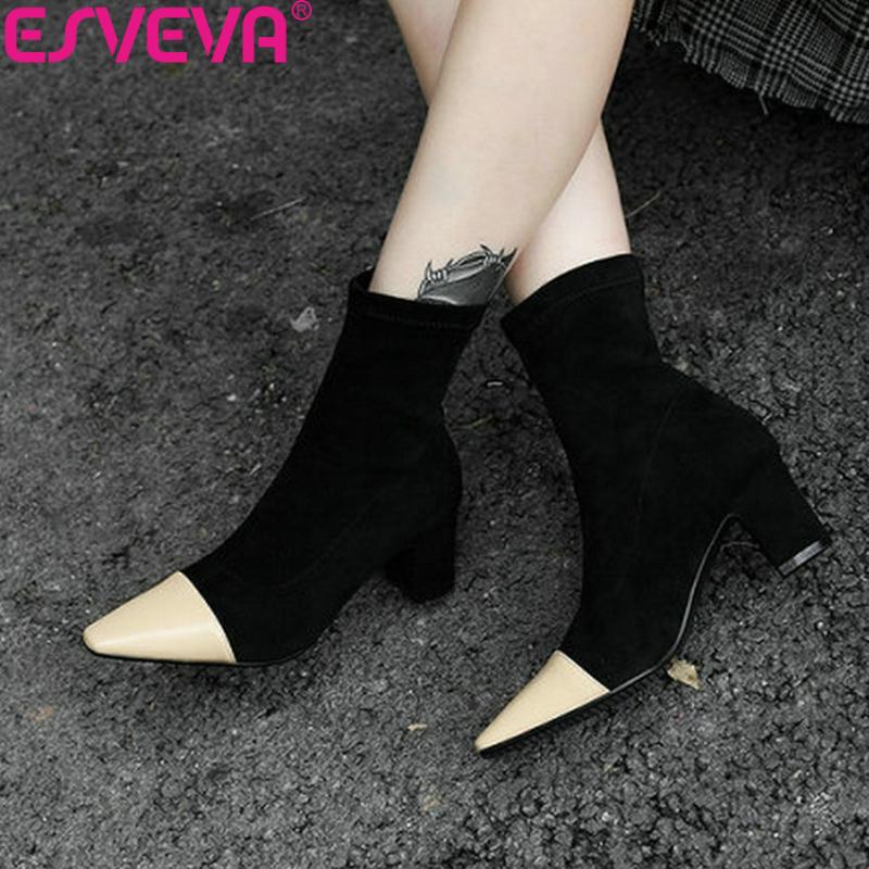 ESVEVA 2021 Women Shoes Square High Heels Patchwork Woman Pointed Toe Shoes Boots Ankle Boots for Women Winter Size 34-43, Black
ESVEVA 2021 Women Shoes Square High Heels Patchwork Woman Pointed Toe Shoes Boots Ankle Boots for Women Winter Size 34-43, Black