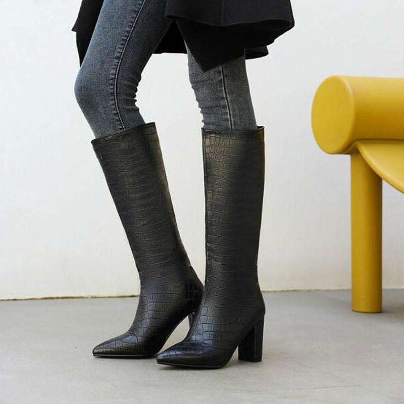 women knee high boots high heels shoes woman PU leather booties pointed toe shoe chaussures femme zapatos mujer sapato D2347, Black
women knee high boots high heels shoes woman PU leather booties pointed toe shoe chaussures femme zapatos mujer sapato D2347, Black