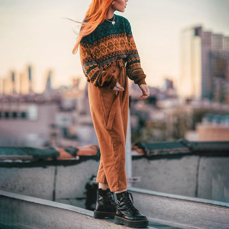 Chritmas Sweaters For Women Retro Chic Splicing Color Hoodies Young Girls Winter Crop Tops Oversize Knitted Short Female Sweater 201111wtt