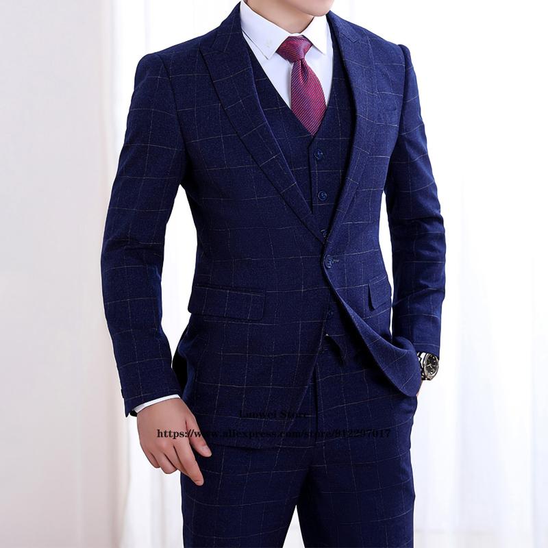 Men's Suits & Blazers Classic Navy Blue Plaid Mens Formal Business Blazer Wedding Groom Tuxedo 3 Piece Sets Costume Homme (Jacket+Vest+Pants, White
Men's Suits & Blazers Classic Navy Blue Plaid Mens Formal Business Blazer Wedding Groom Tuxedo 3 Piece Sets Costume Homme (Jacket+Vest+Pants, White