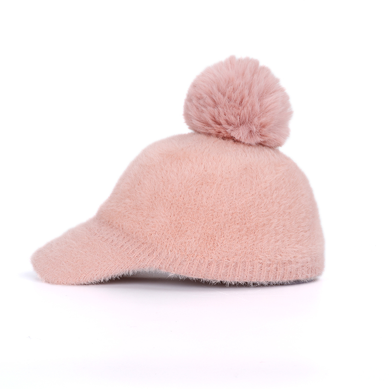 2020 New Fashion Lady Mohair Winter Hat Women Pompom Casual Knit Beanie Warm Berets women's Baseball Cap Wool Visor Bonnet Soft LJ201105