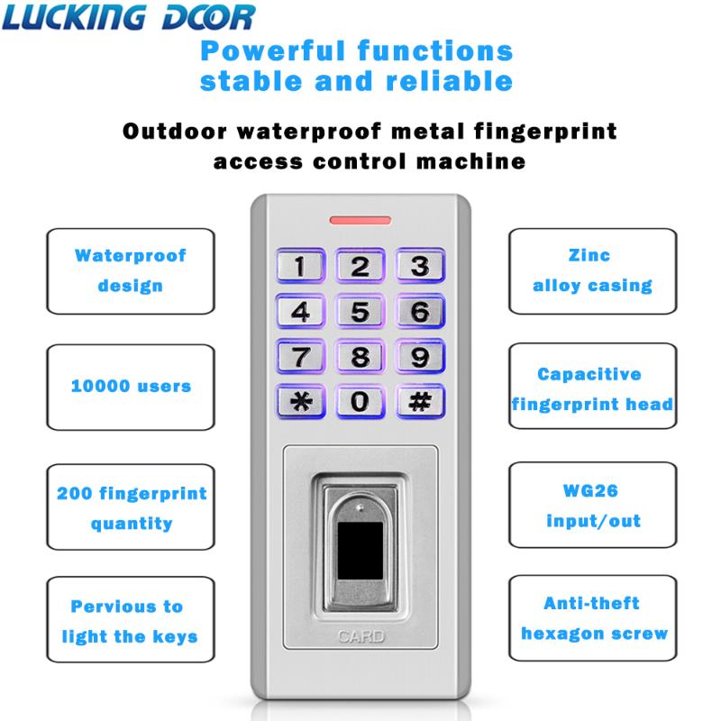 Backlight Semiconductor Fingerprint Metal Keypad IP68 Waterproof RFID Standalone Access Controller Finger+RFID+Password
Backlight Semiconductor Fingerprint Metal Keypad IP68 Waterproof RFID Standalone Access Controller Finger+RFID+Password