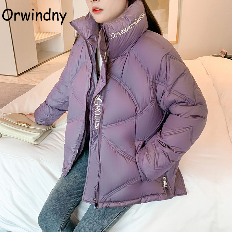 Orwindny Women Winter Jacket A-Line Warm Parkas Loose Padded Clothing Letter Stylish Winter Coat Female High Street Clothing 201019