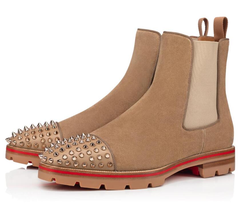 Winter Luxury Men's Ankle Boots Red Bottom Melon Spikes Boots Calfskin Leather Rubber Lug Sole Bottes Famous Party Wedding Motorcycle Bootie
Winter Luxury Men's Ankle Boots Red Bottom Melon Spikes Boots Calfskin Leather Rubber Lug Sole Bottes Famous Party Wedding Motorcycle Bootie