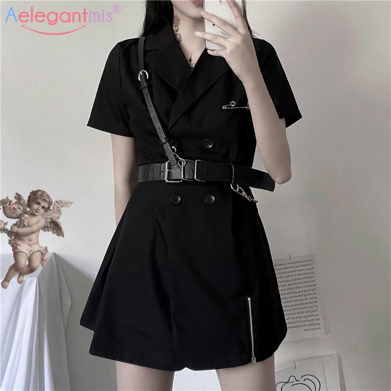 Aelegantmis Casual High Street Sashes Black Blazer Dress Women Spring Double Breasted Blazer with Belt Female Chic Vintage Tops
Aelegantmis Casual High Street Sashes Black Blazer Dress Women Spring Double Breasted Blazer with Belt Female Chic Vintage Tops