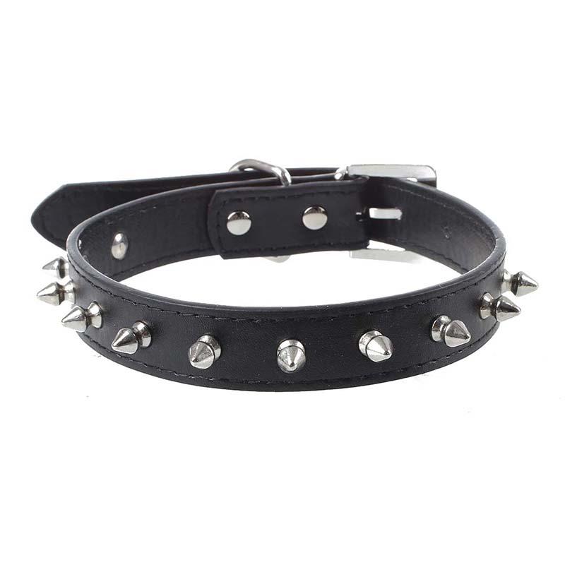 PU studs Rivet Collar for dog, cat pet black -ABUX