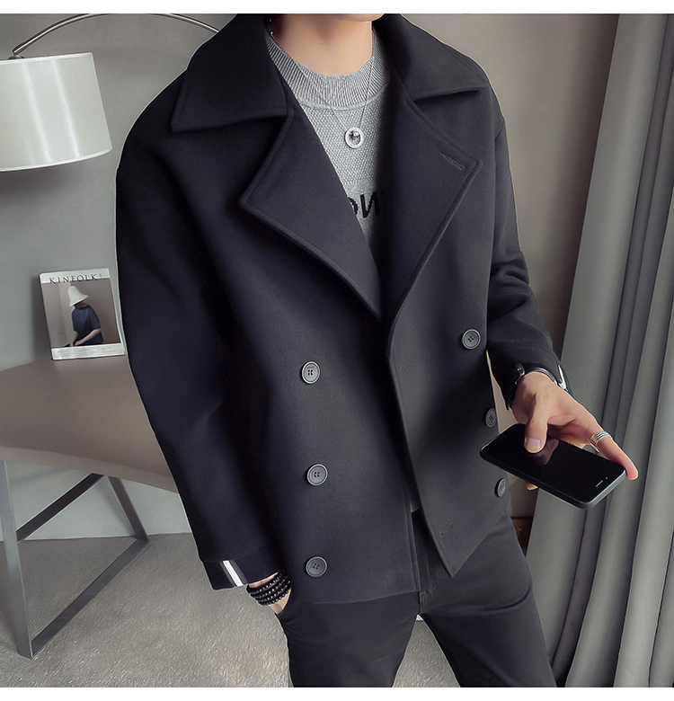 Legible Winter Wool Jacket Men Highquality Solid Wool Coat Men Casual Loose Short Wool Coat for Men Trench Coat 201120