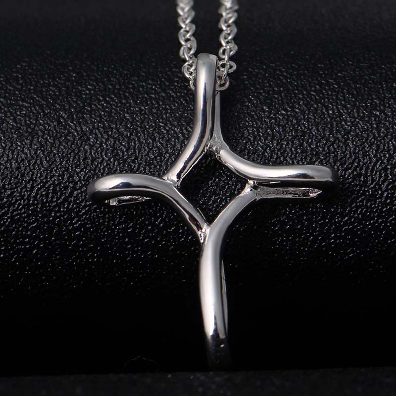 Fashion 925 Sterling Silver Plated Infinity Twist Looped Cross Pendant Necklace For Women Plain Polished 17 Inch Chain