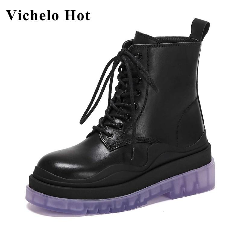 Vichelo Hot colorful real leather round toe thick bottom riding boots cross-tied gladiator high street fashion ankle boots L57, Black
Vichelo Hot colorful real leather round toe thick bottom riding boots cross-tied gladiator high street fashion ankle boots L57, Black