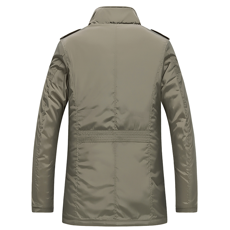Winter Thick Padded Men Jacket Autumn Classic Windbreaker Khaki Zipper Warm Outerwear Cotton Parka Varsity Male Long Trench Coat 201118