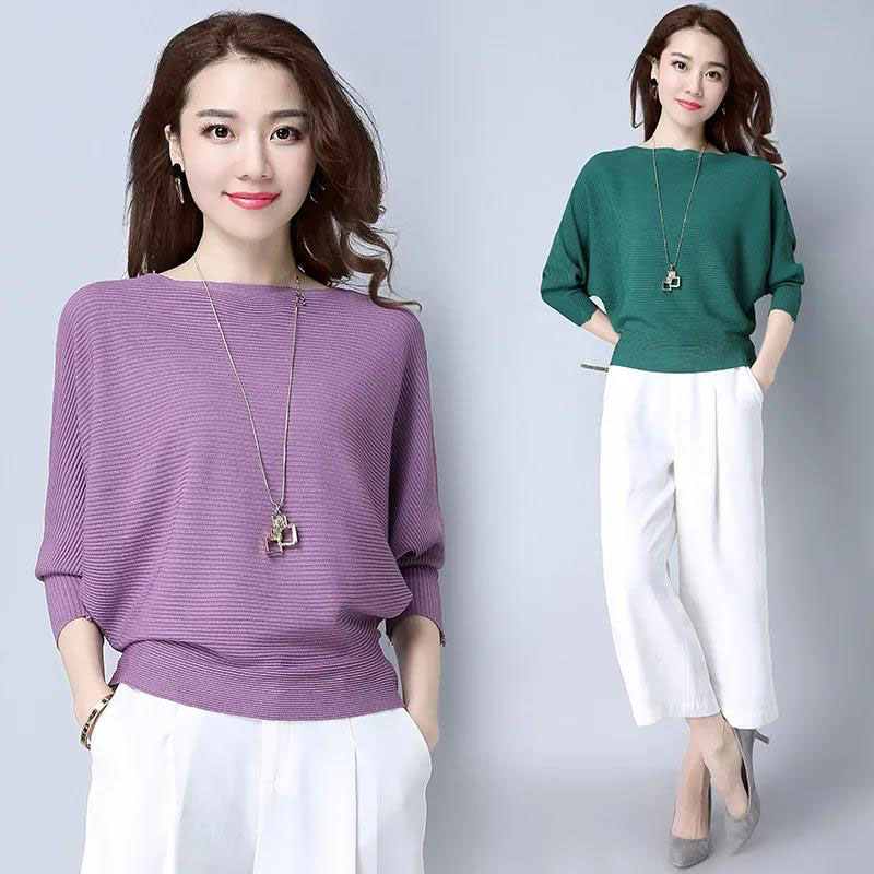 Knitted Sweaters for Women Batwing Sleeve Slash Ne Pullovers Sweater Spring Autumn Solid Knit Tops Plus Sizes Female Sweaters, Black
Knitted Sweaters for Women Batwing Sleeve Slash Ne Pullovers Sweater Spring Autumn Solid Knit Tops Plus Sizes Female Sweaters, Black