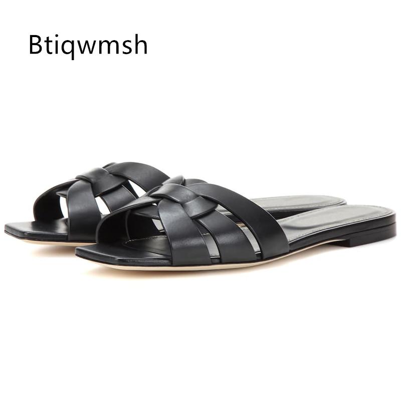 Soft Real Leather Slippers Women Open Toe Weave Flat shoes Woman 5.5cm High Heels Female Fashion Sandals, Black
Soft Real Leather Slippers Women Open Toe Weave Flat shoes Woman 5.5cm High Heels Female Fashion Sandals, Black