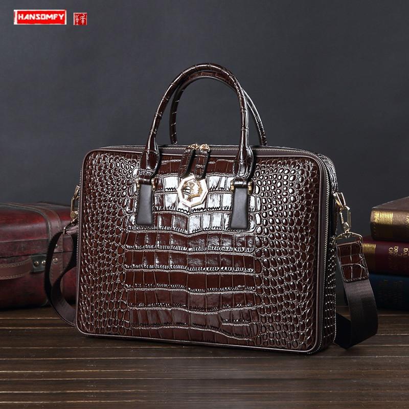 Leather Men's Handbag Business Briefcase 14" Laptop Bag Crocodile pattern Shoulder Bag Large Capacity Tide Brand Travel Bags, Black
Leather Men's Handbag Business Briefcase 14" Laptop Bag Crocodile pattern Shoulder Bag Large Capacity Tide Brand Travel Bags, Black