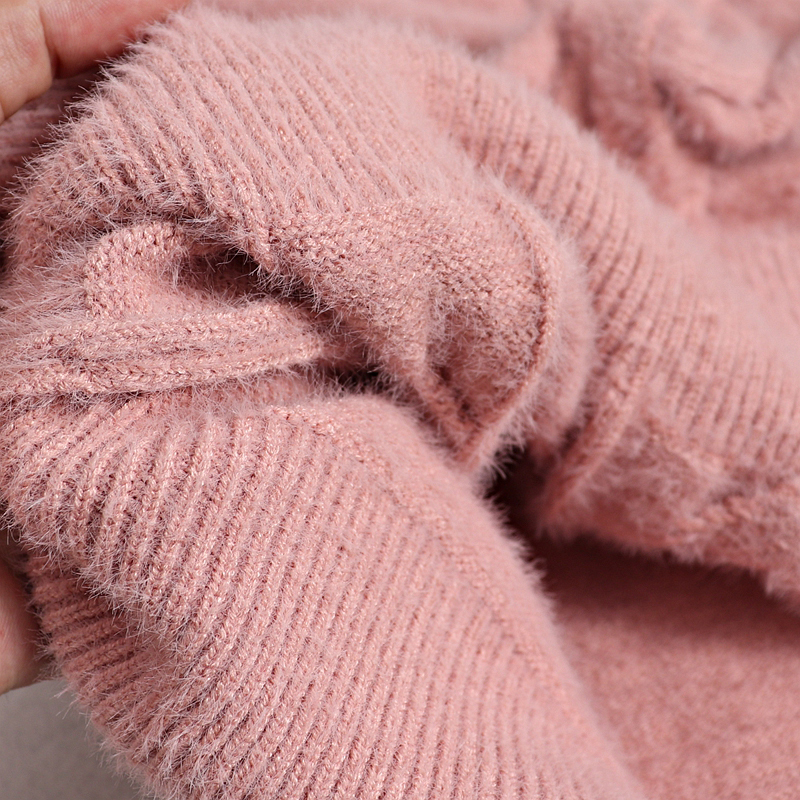 GIGOGOU Women Pullover Sweater Mink cashmere Winter Crew Neck Pullover Tops Chic Lady Jumper Christmas Knitwear Sweaters 201225