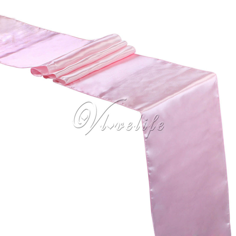 10PCS Satin Table Runners Wedding Party Event Decor Supply Satin Fabric Chair Sash Bow Table Cover Tablecloth 30cm275cm T2001079945005