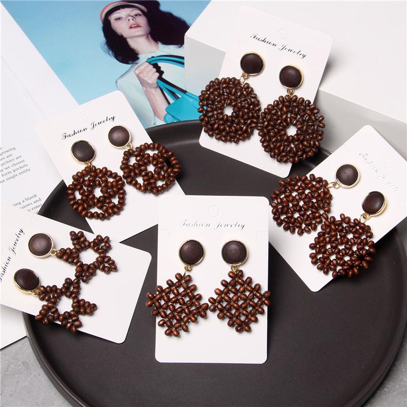 Round five-pointed star Natural wood charm woman earrings Fashion Geometric coffee Weave Wood Dangle Earrings Fashion Jewelry
Round five-pointed star Natural wood charm woman earrings Fashion Geometric coffee Weave Wood Dangle Earrings Fashion Jewelry