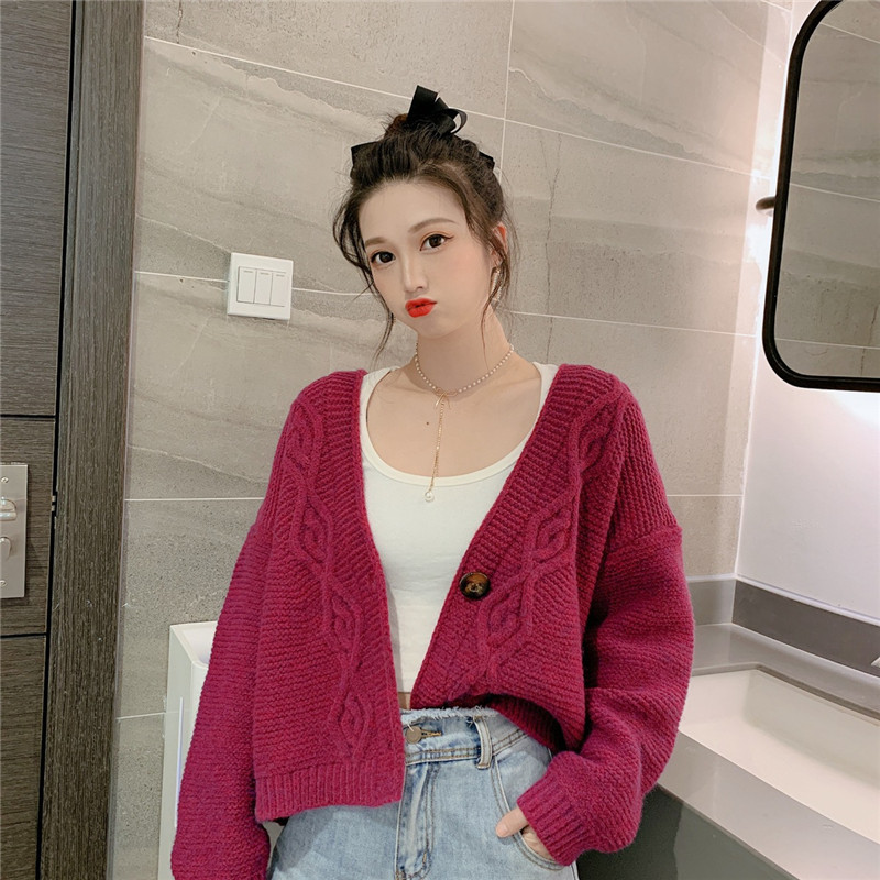 2021 Korean Women's Clothes Cardigan Torsion New Fall Loose with Vintage Short Sleeve Long Jumpers 87ZS, Fuchsia
2021 Korean Women's Clothes Cardigan Torsion New Fall Loose with Vintage Short Sleeve Long Jumpers 87ZS, Fuchsia