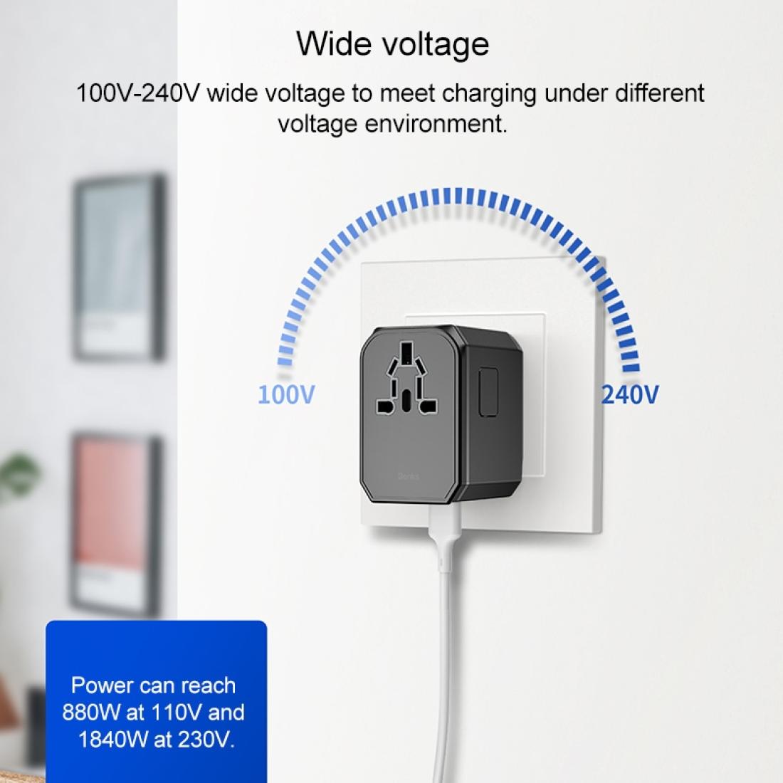 Benks PA36 30W Multifunction World Travel Adapter Quick Charger with 4 International Plug 2xUSB Port Type-C Port
Benks PA36 30W Multifunction World Travel Adapter Quick Charger with 4 International Plug 2xUSB Port Type-C Port