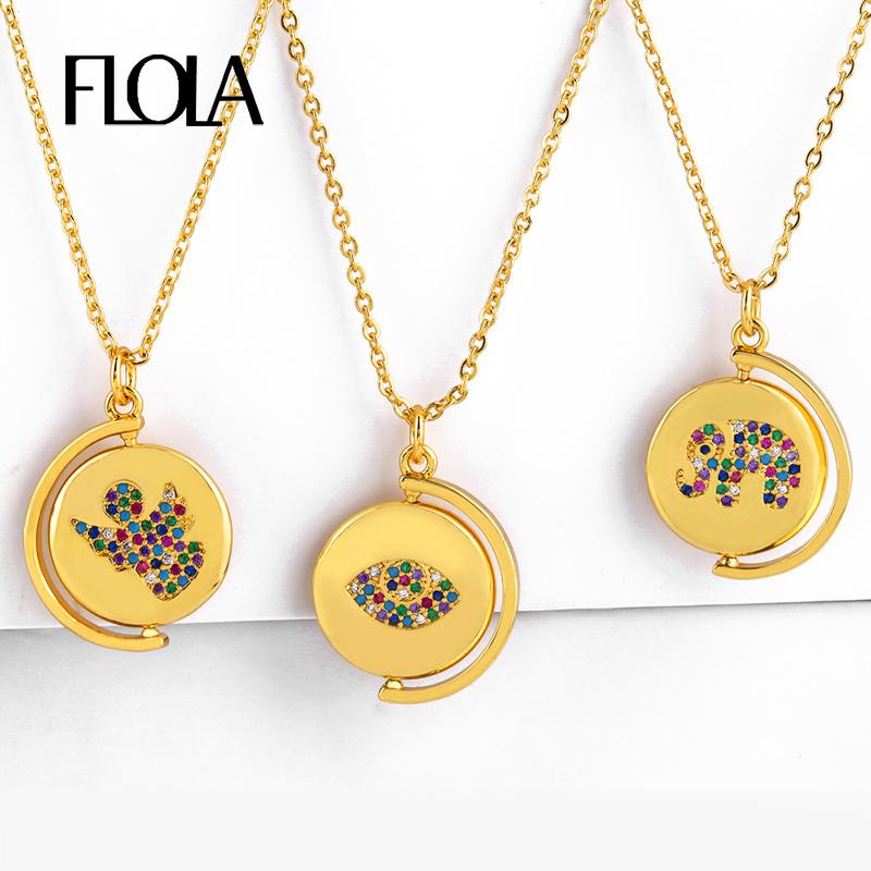 Pendant Necklaces FLOLA Vintage Coin Necklace Gold Woman CZ Evil Eye Elephant Angle Ancient Figure Rainbow Jewelry Nkep54
Pendant Necklaces FLOLA Vintage Coin Necklace Gold Woman CZ Evil Eye Elephant Angle Ancient Figure Rainbow Jewelry Nkep54