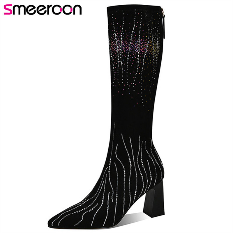 Smeeroon 2020 new fashion knee high boots women pointed toe crystal slim stretch boots autumn winter high heel party shoes woman, Black
Smeeroon 2020 new fashion knee high boots women pointed toe crystal slim stretch boots autumn winter high heel party shoes woman, Black