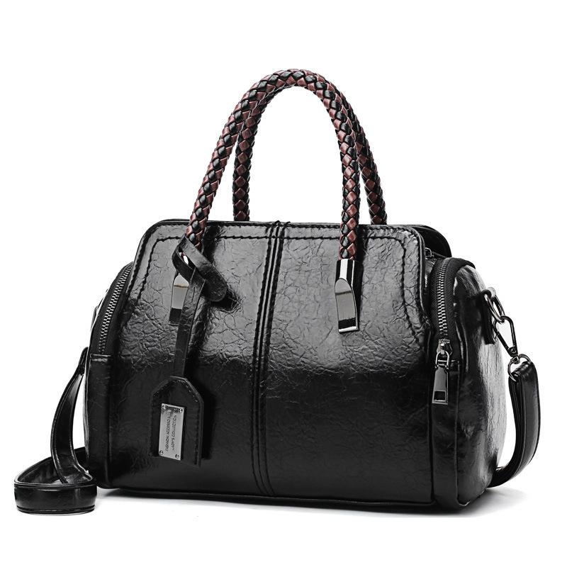 2021 retro oil leather women handbag large capacity Boston bag Korean wild fashion one-shoulder messenger bag designer bags, Black
2021 retro oil leather women handbag large capacity Boston bag Korean wild fashion one-shoulder messenger bag designer bags, Black